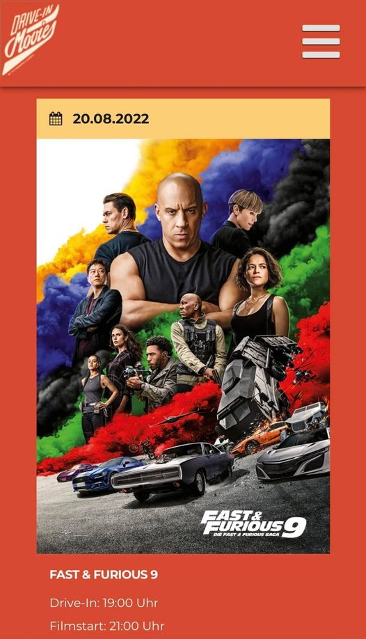 Autokino Hinwil:<br>Fast & Furious 9